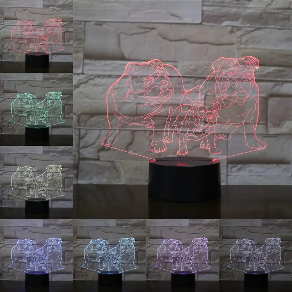 3d лампа для домашних животных собак иллюзия ночник светодиодная лампочка