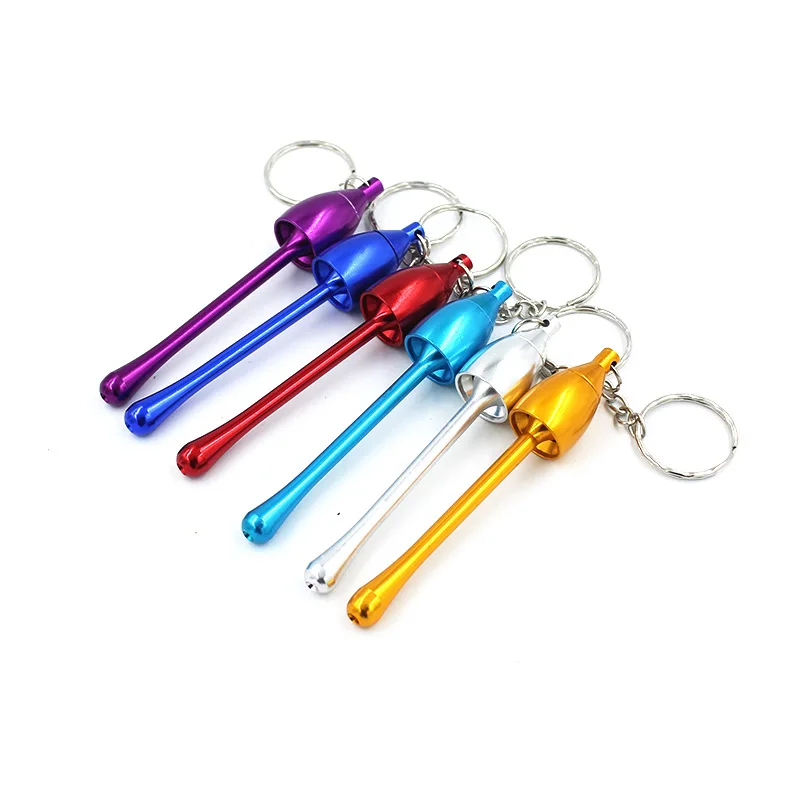 

10x95mm Mini Aluminum Metal Keychain 10pcs/lot Mushroom Styles Pipes Shaped Mini Key Chain Gifts Keyring