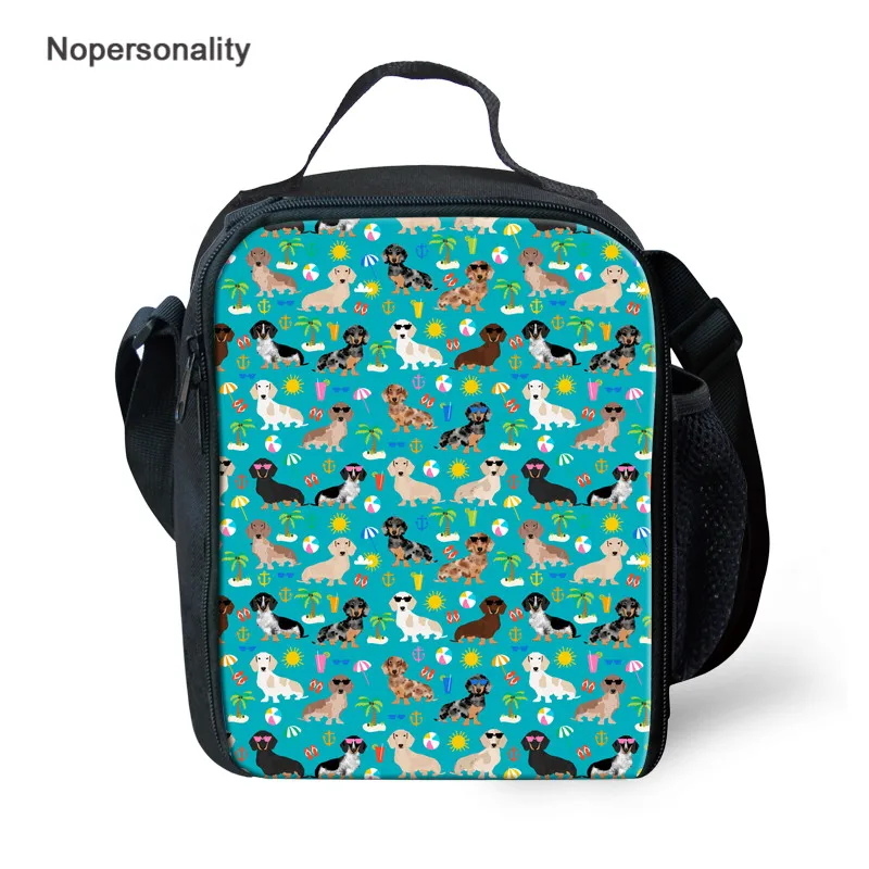 Térmico dos Alimentos para as Mulheres Pacote de Isolamento Nopersonality Bonito Dachshund Lunchbag Bolsa Flores Escritório Almoço Portátil Cão