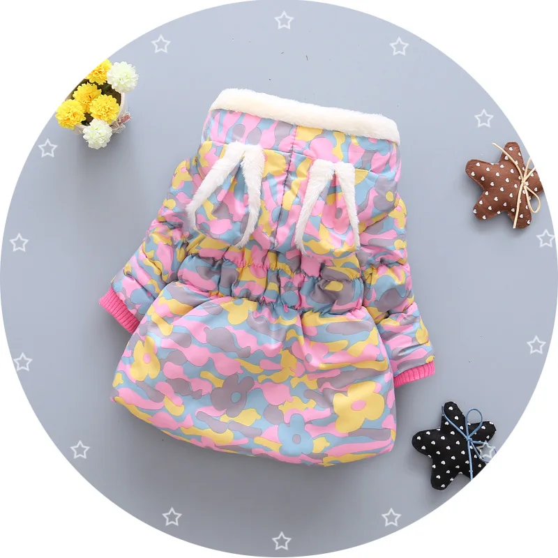 Jaqueta de Bebê Infantil do Bebê Parka da Criança Bibihou Inverno Bonito Coelho Grosso Algodão-acolchoado Bebê Menina Outerwear Meninos Meninas Neve Wear 17 Casacos e Parkas