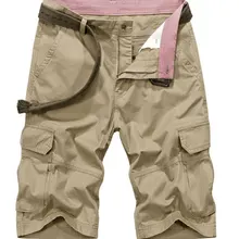 Летние пляжные шорты 30~ 44 шорты милитари Брендовые однотонные хлопковые прямые мужские шорты Карго карманы мужские повседневные шорты