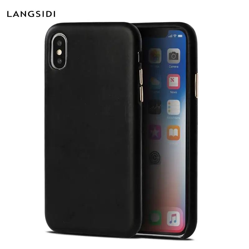 

LANGSIDI Litchi luxurious Genuine Leather phone case for iPhone X XS XSmax XR 6 7 8 8plus high quality