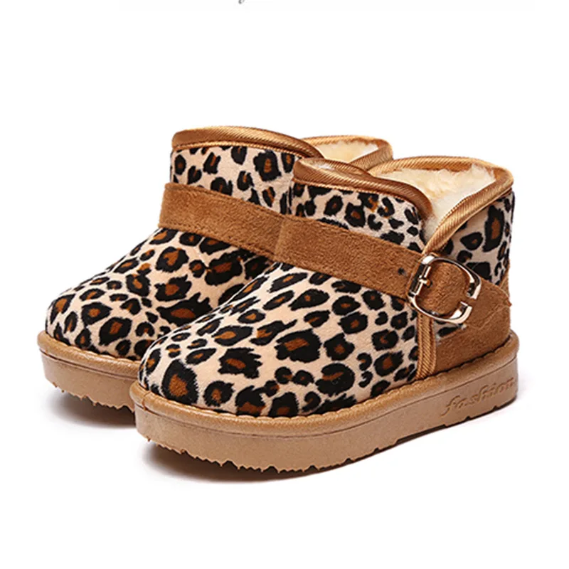 

Thick Warm Leopard Girls Shoes Plush Insole Children Boys Snow Boots Kids Shoes Winter Children Boots Sapato Infantil Menino