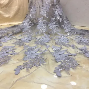 

Madison Grey Lace Fabric 2019 Embroidered Nigerian Laces Fabric Bridal High Quality French Tulle Lace Fabric For Wedding Dress