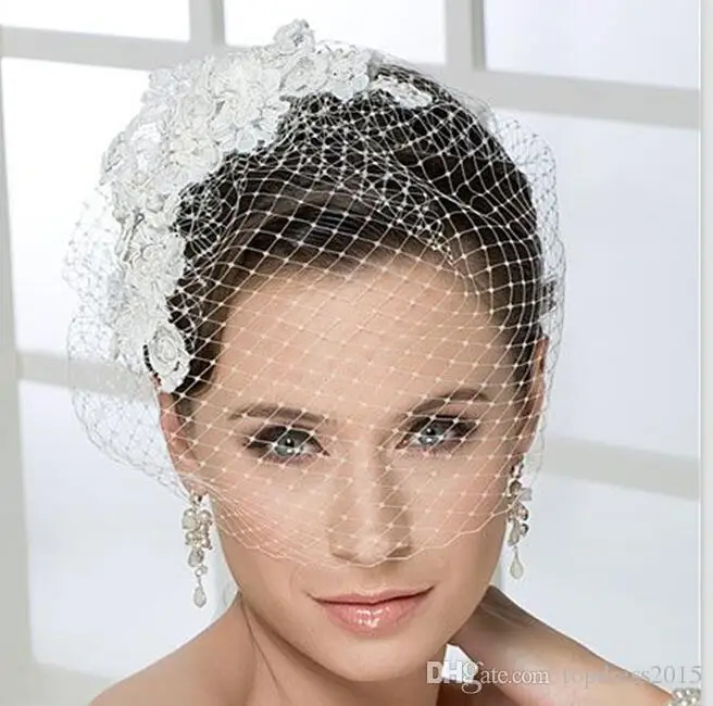 2015 Birdcage Veils Lace Appliques 1t Net Face Bridal Veils Fascinator