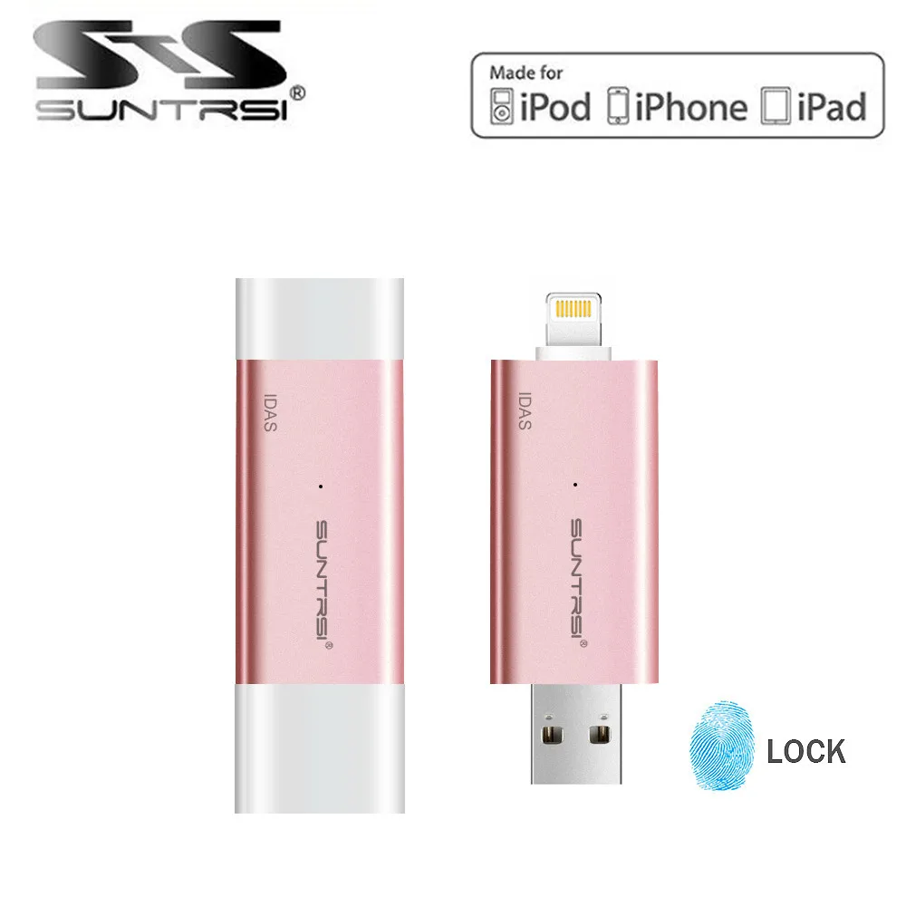 

Suntrsi OTG USB Flash Drive for iPhone 5 5s 6 7plus High Speed USB 3.0 32GB 64GB Pendrive MFI 128gb Flash Drive Real Capacity