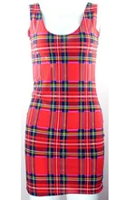 Women summer dress X-195 Tartan Red print women clothing fashion novelty dresses punk plus size dress