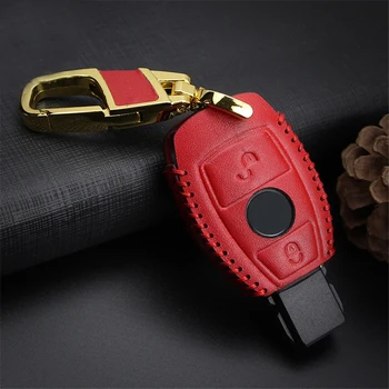 

Genuine Leather Car Key Cover For Mercedes Benz W203 W204 W210 W212 CLA AMG GLA CLS W169 W205 W176 Key Ring Case Fob Accessories