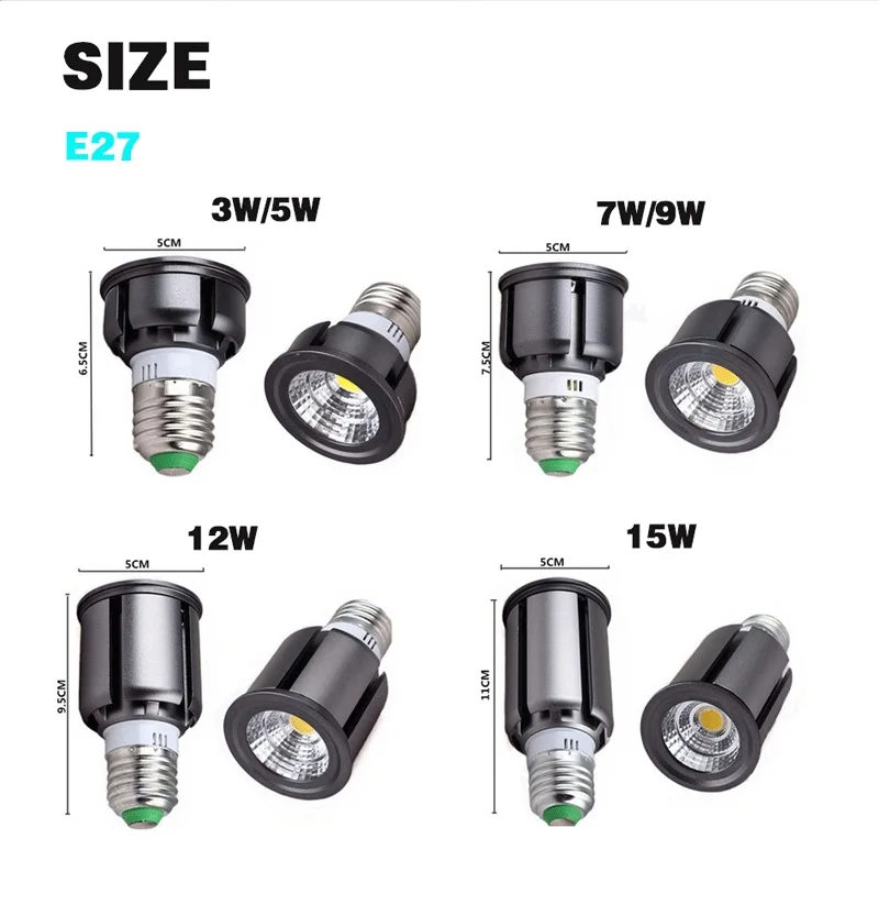 COB Светодиодный прожектор 3 Вт, 5 Вт, 7 Вт, 9 Вт, 12 Вт, 15 Вт, светодиодные фонари E27 GU10 GU5.3 220 V 110 V Cob Светодиодная лампа теплого белого света