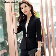 1pcs Women's Plus Size Blazers coats 2019 Summer cotton blend Splicing Small Suits jackets ladies Skinny Blazers Suits coats