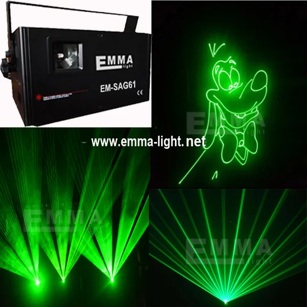 1000mW 1 watt green beam animation gobos programmable laser