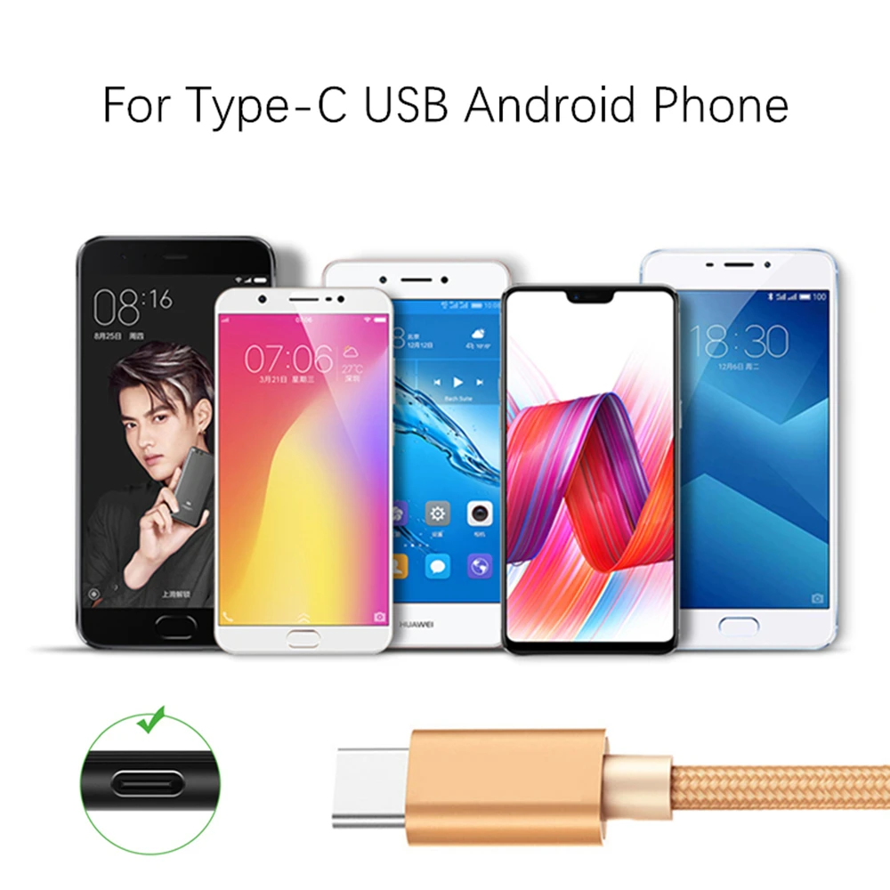 Нейлоновая оплетка type-C usb кабель для зарядки и передачи данных для huawei P20 P30 mate 10 20 Pro Honor 8 9 10 20 samsung S8 S9 S10 Plus USB кабели