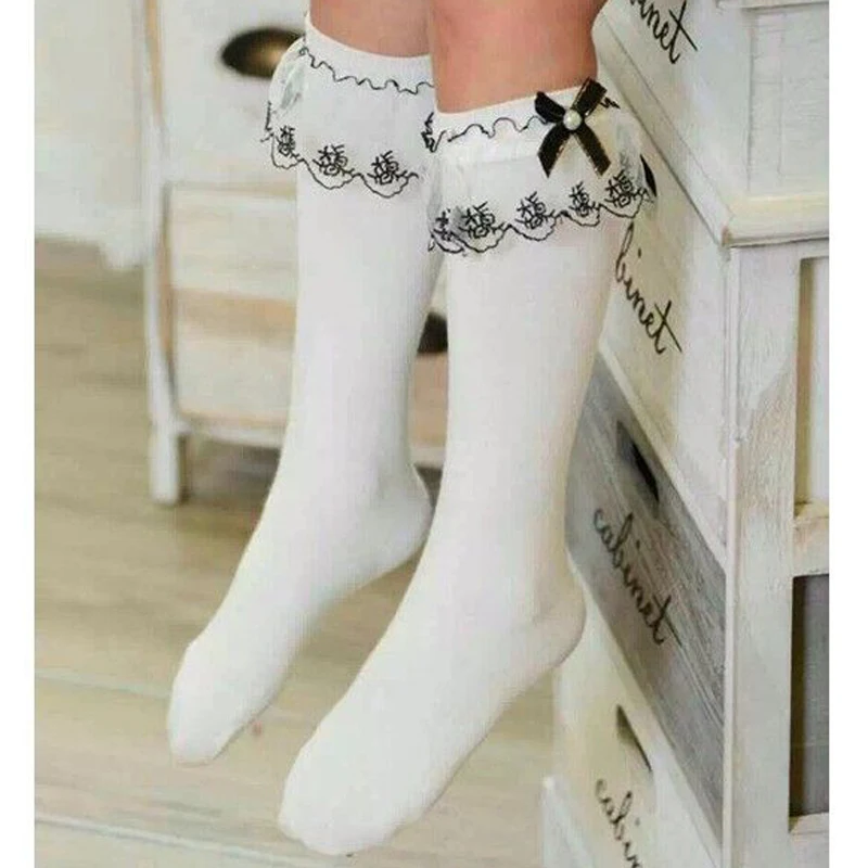 white lace knee socks