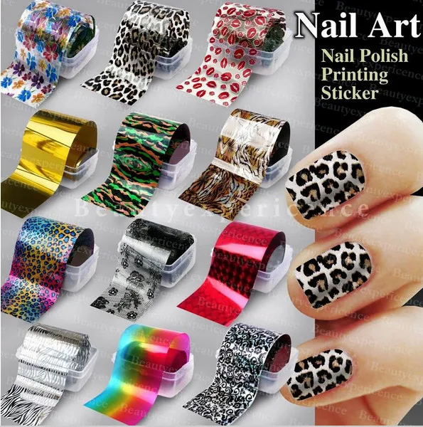 

Fashion Leopard Lace Flower pattern Decoration Nail Art Decals Art Transfer Foil Nail Sticker Tip Decoration Easy
