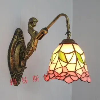 

Direct manufacturers beauty fishing safflower Caibo wall pastoral bedside mirror lighting lamps Tiffany simple balcony