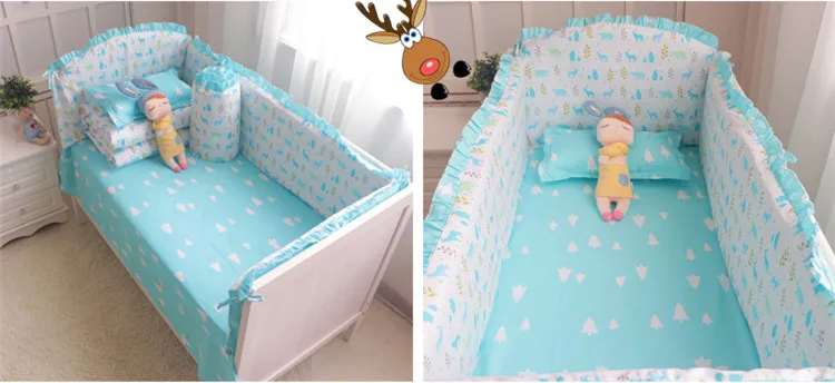 

Discount! 6pcs Baby bedding set Animal crib bedding set Crib Bumper cotton baby bedclothes ,include(bumper+sheet+pillowcase)