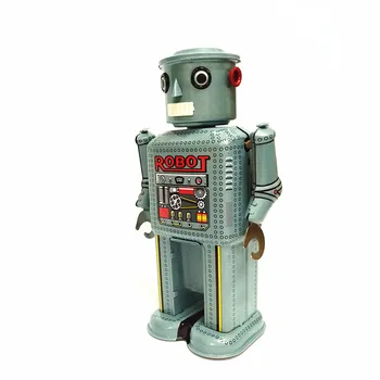 

Adult Collection Retro Wind up toy Metal Tin The robot Mechanical toy Clockwork toy figures model kids christmas gift