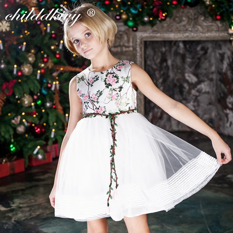 Childdkivy/ г. Летнее платье для девочек; красивое платье принцессы для девочек на свадьбу; праздничное платье с цветочным узором для девочек; Детские нарядные платья