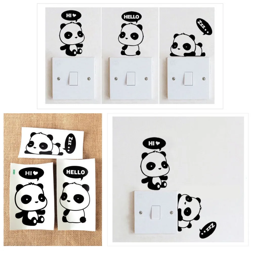 Прекрасный 3 шт коробка панда переключатель на стену с наклейками Окно Стекло для детской комнаты плакат, Декор для дома
