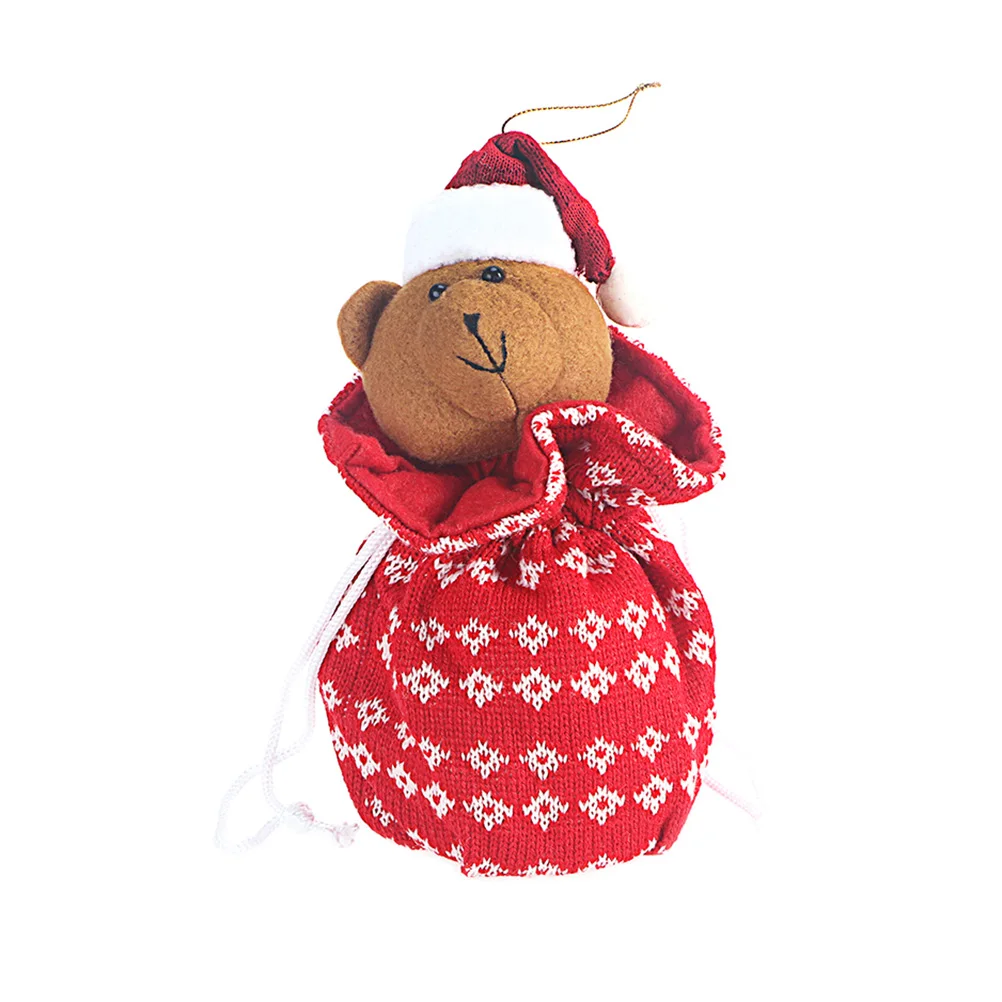 3pcs Wool Cute Knitting Drawstring Bear Candy Bag Gift for Home Party Decoration Christmas | Дом и сад