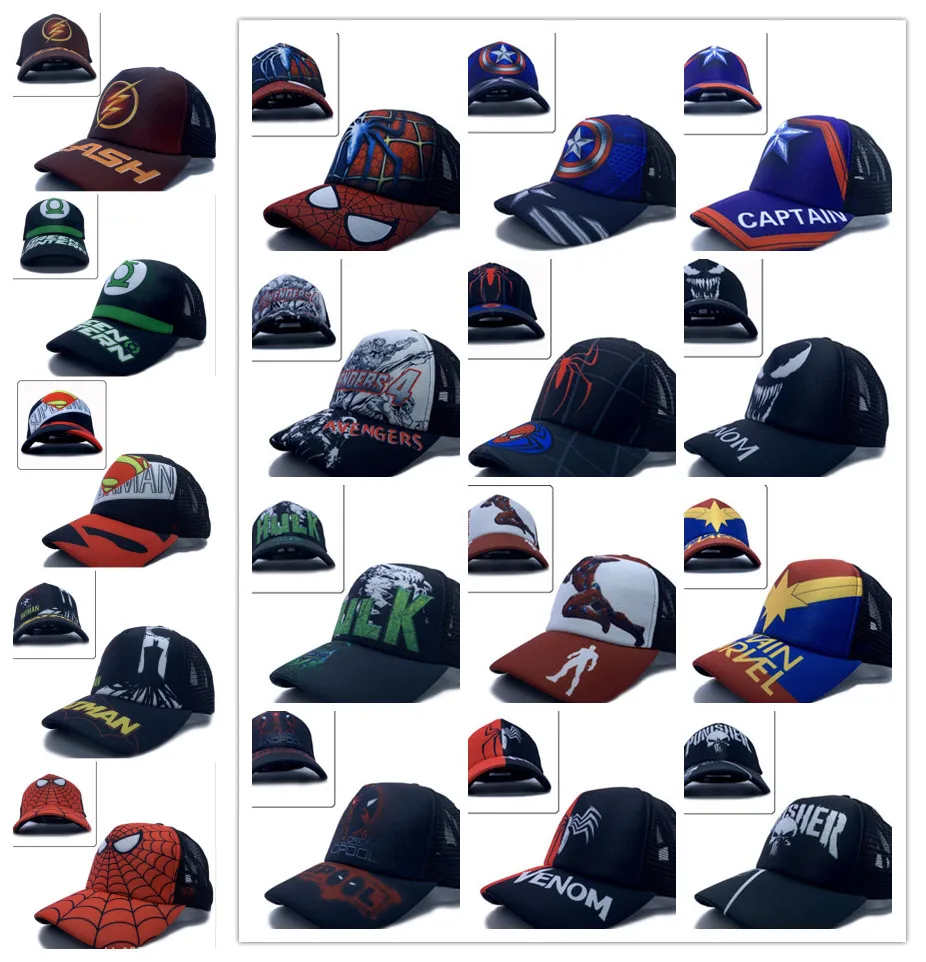 

1pcs avengers hulk Batman spider-man Iron man kids boys lovely Fashion Sun Hat Casual Cosplay Baseball Cap children party gifts