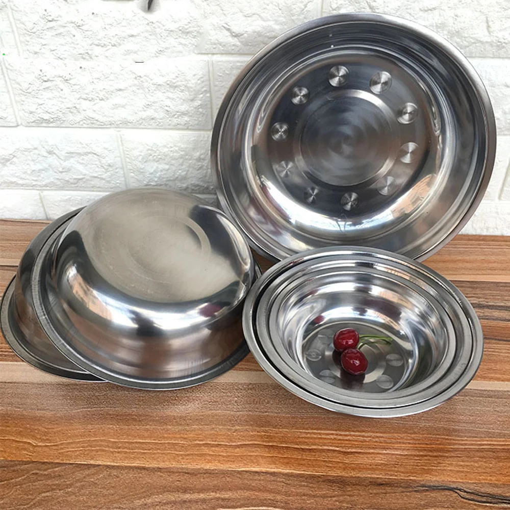 1pc 14cm 24cm Stainless Steel Soup Bowls Multifunction Round Soup Pot Soup Palte Dishes