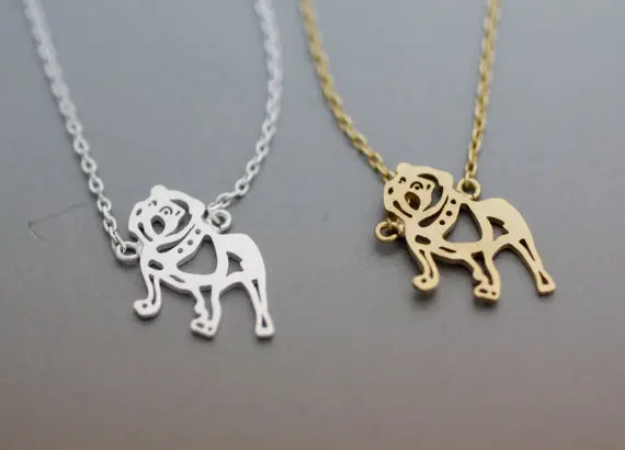 silver Tiny Bulldog Necklace -
