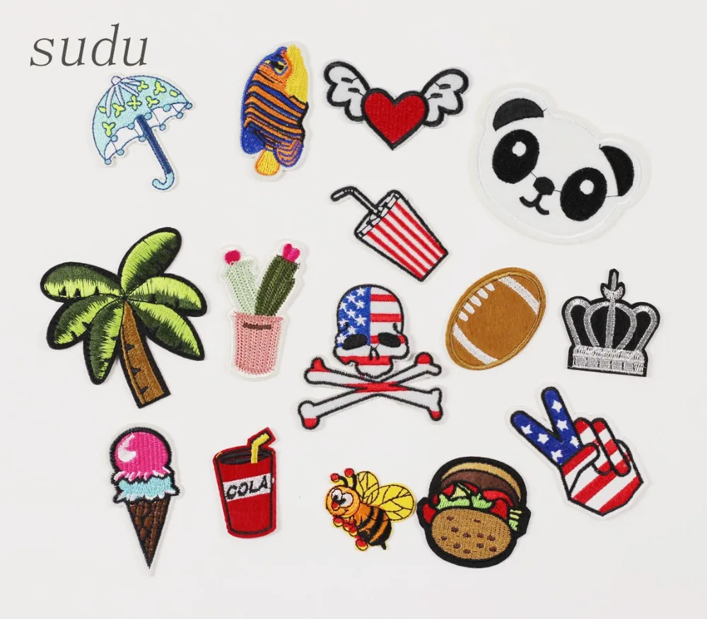 

1Pc Iron On Patches DIY Embroidered For Clothing Fabric Sewing Stickers Badges Appliqued jeans clothes decoration embroidery