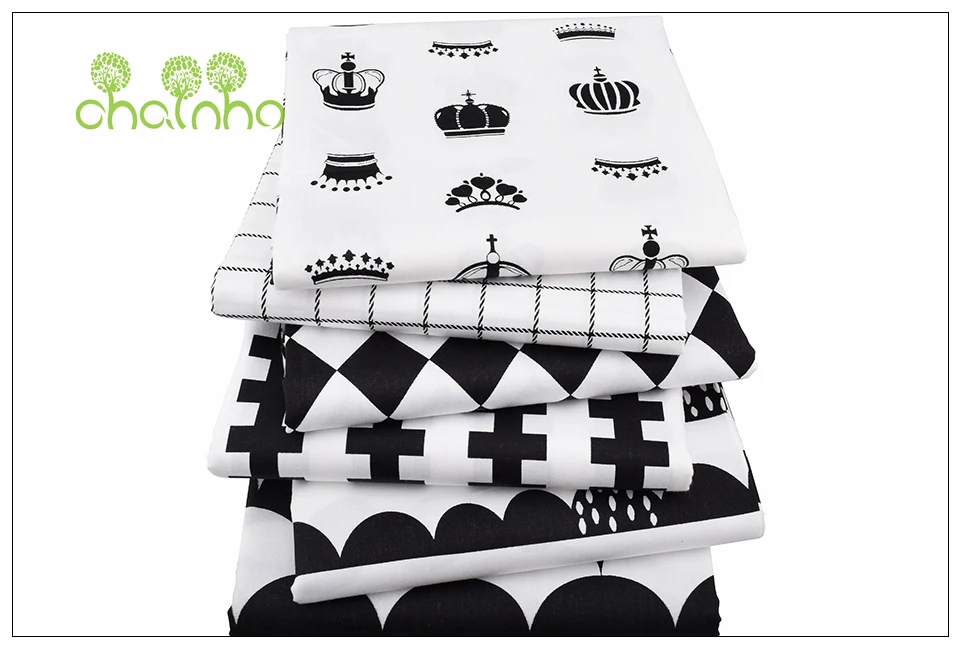 Chainho, черный и белый, твиловая, хлопковая ткань для шитья/ткани для малышей и детей/простыня, подушка, подушка, материал занавеса