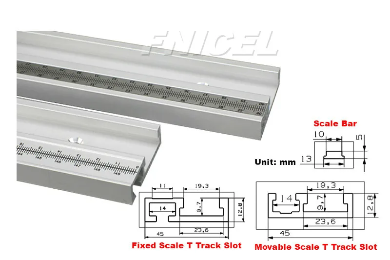 45 мм Слот Торцовочная дорожка слот алюминиевый сплав Т-треки со шкалой и Торцовочная дорожка стоп маршрутизатор стол пила Деревообработка DIY Инструменты