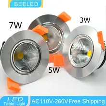1 X Specular silver aluminum body 3W 5W 7W LED COB chip downlight Recessed LED Ceiling light Spot Light Lamp warm white LED Bulb