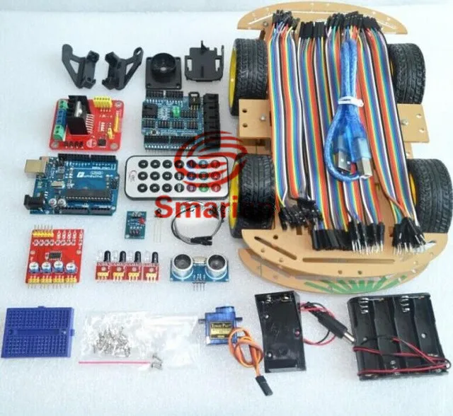 kit-de-suivi-de-voiture-robot-multifonction-4-roues-motrices-panneau-de-capteur-module-ultrasonique-pour-arduino-rc-kit-d'assemblage-de-voiture-robot-l298n-jouet-de-piste