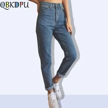

Mom's Plus size Vintage high waist jeans woman 2019 loose blue denim pants Boyfriends jeans for women female trousers streetwear