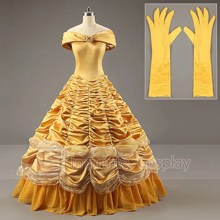 Adult Luxurious Princess Belle Costume A Line Adult Princess Belle
