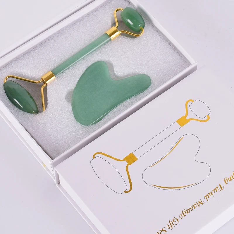 Jade Roller Scraping Tool Set Natural Aventurine Face Massage Slimming Anti Wrinkle Cellulite Crystal Gua Sha Stone Gift Box Jade Roller Scraping Tool Set Natural Aventurine Face Massage Slimming Anti Wrinkle Cellulite Crystal Gua Sha Stone Gift Box