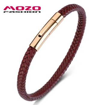 

MOZO FASHION 2019 Man/Women Charm Bracelets Brown Leather Rope Mixed Braided Bracelet Simple Style Punk Classic Jewelry PS1071
