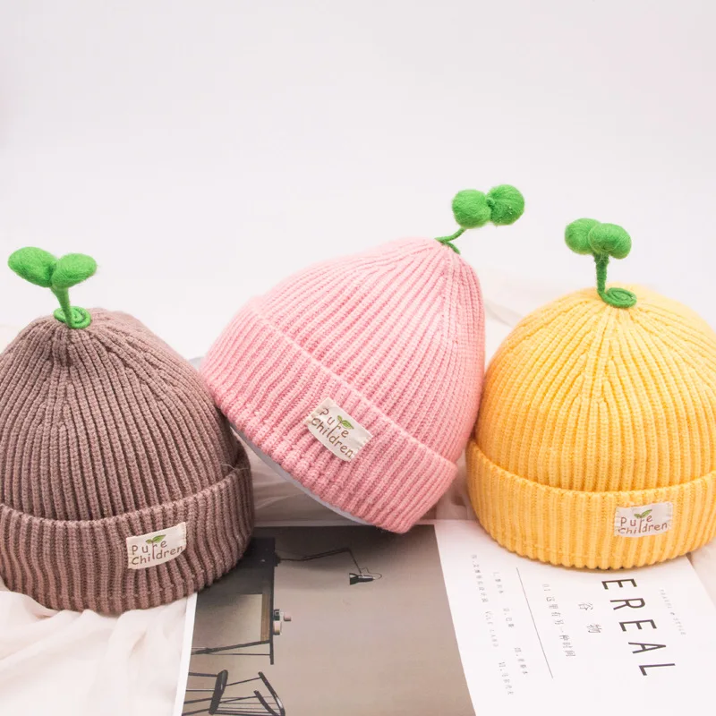 

2018 New Children Hat Winter Warm Kids Comfortable Knitted Hat Grass Face Solid Cap Beanie Crochet Baby Boys Clothes Girls Hats