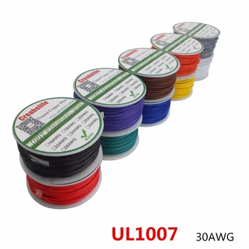 

50m /lot UL 1007 30AWG 10 Colors Electrical Wire Cable Line Tinned Copper PCB Wire RoHS UL Certification Insulated LED Cable