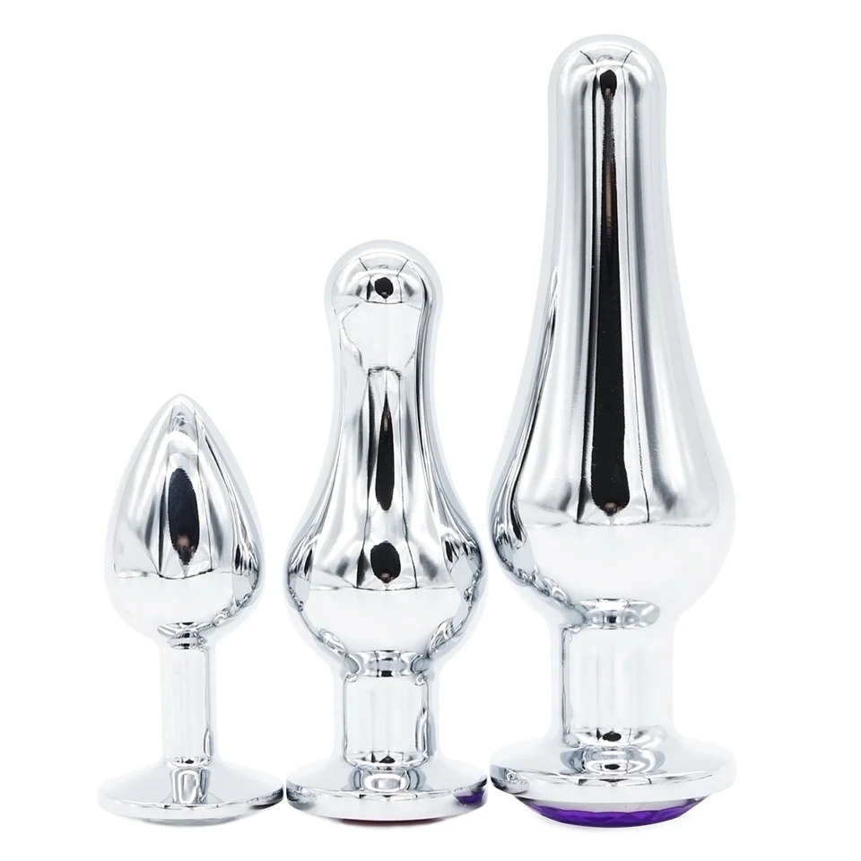 Domi 3 Colors Crystal Jewelry Stainless Steel Butt Plug Women Sex Toy 