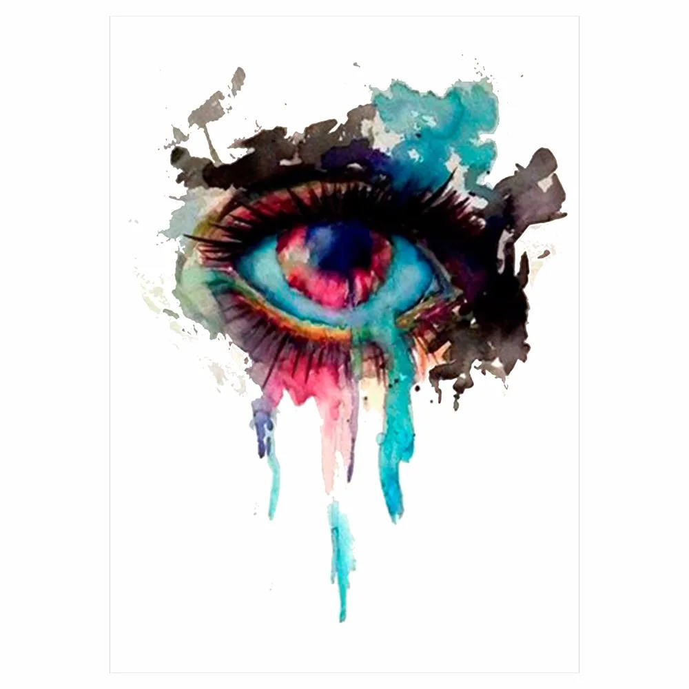 1 Piece Sexy Body Art Beauty Makeup Waterproof Tattoo KM-071 Watercolour Eye Decal Design Temporary Tattoo Sticker Colorful Draw (2)
