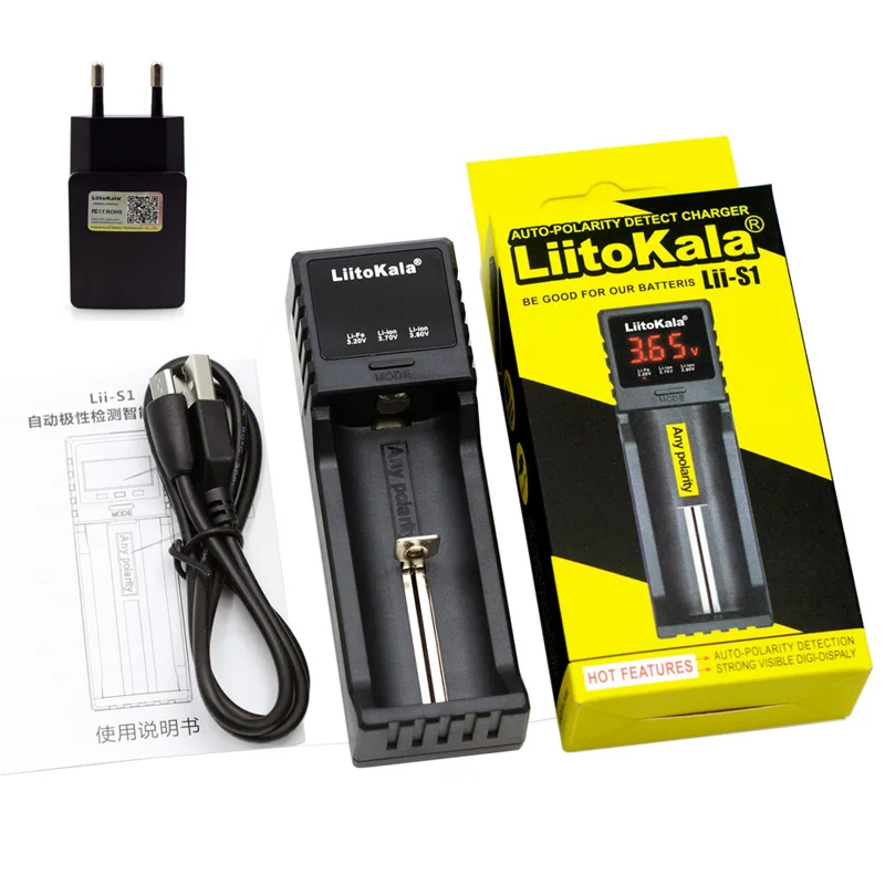 Новое умное устройство для зарядки никель-металлогидридных аккумуляторов от компании Liitokala: Lii-S1 Батарея Зарядное устройство автоматического обнаружения полярности для 18650 26650 21700 18350 AA AAA литий-ионных батарей EU USB разъем