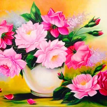 Розовый Лотос художественная ручная роспись креативная цифровая самодельная картина маслом живопись по номерам 24 цвета пигментная кисть