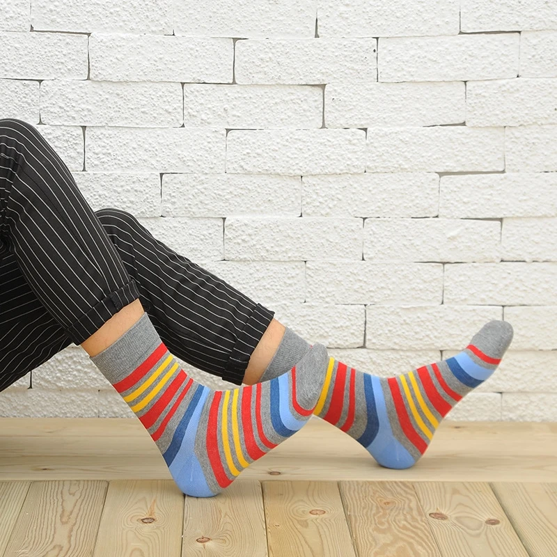 Casual Direct Selling 2019 Standard Modische Mann Glücklich Socken Farbe Streifen Baumwolle Die Neue Kleidung männer Socken (5 teile/los)