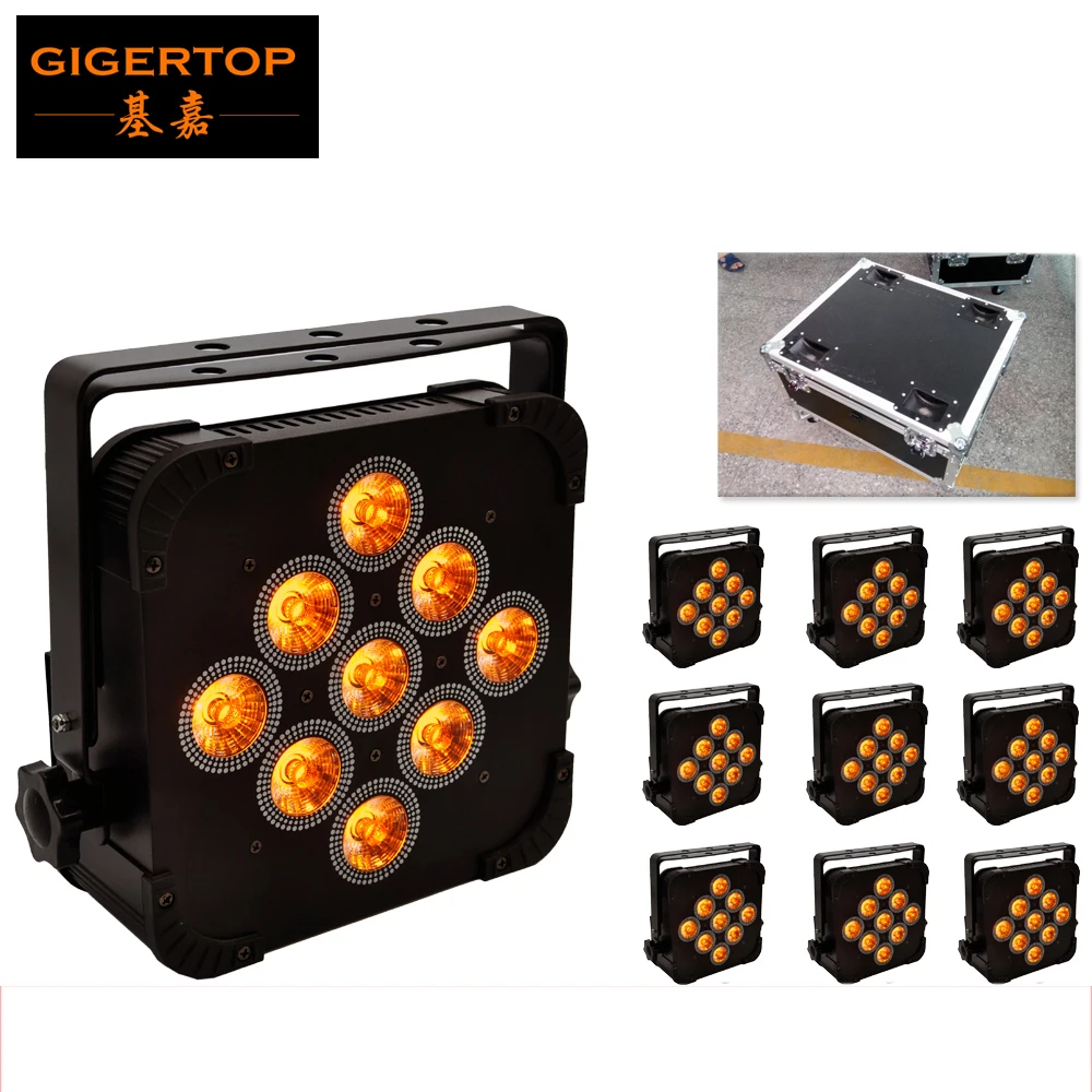 

Freeshipping 10Pcs/Lot 9x15W 5IN1 RGBWA Flat Led Par Light DMX512 5/9Chs Stage Light DJ Lighting Equipment 10IN1 Flightcase Pack
