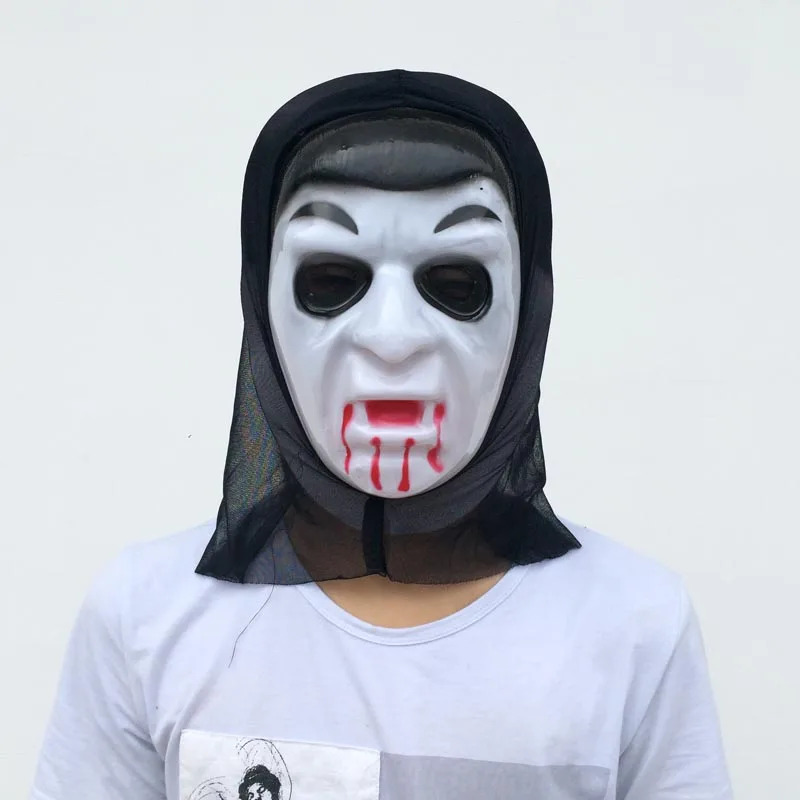 White Bloodsucker Mask Full Face Vampire Halloween Party Mask Black