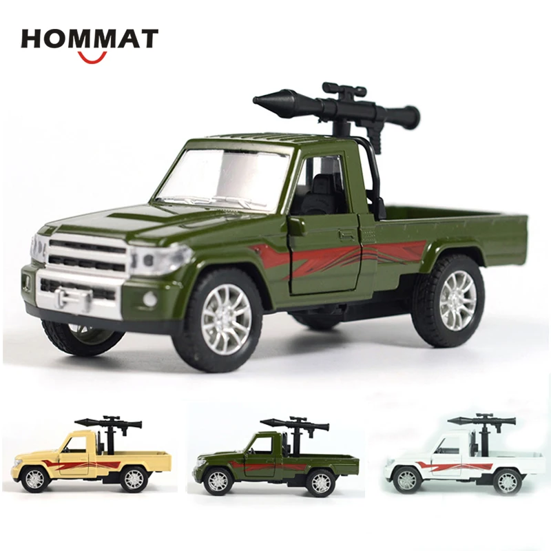 

HOMMAT Simulation 1:28 Military Pickup Truck Rocket launcher Alloy Diecast Toy Vehicle Car Model Toy For Children Christmas Gift