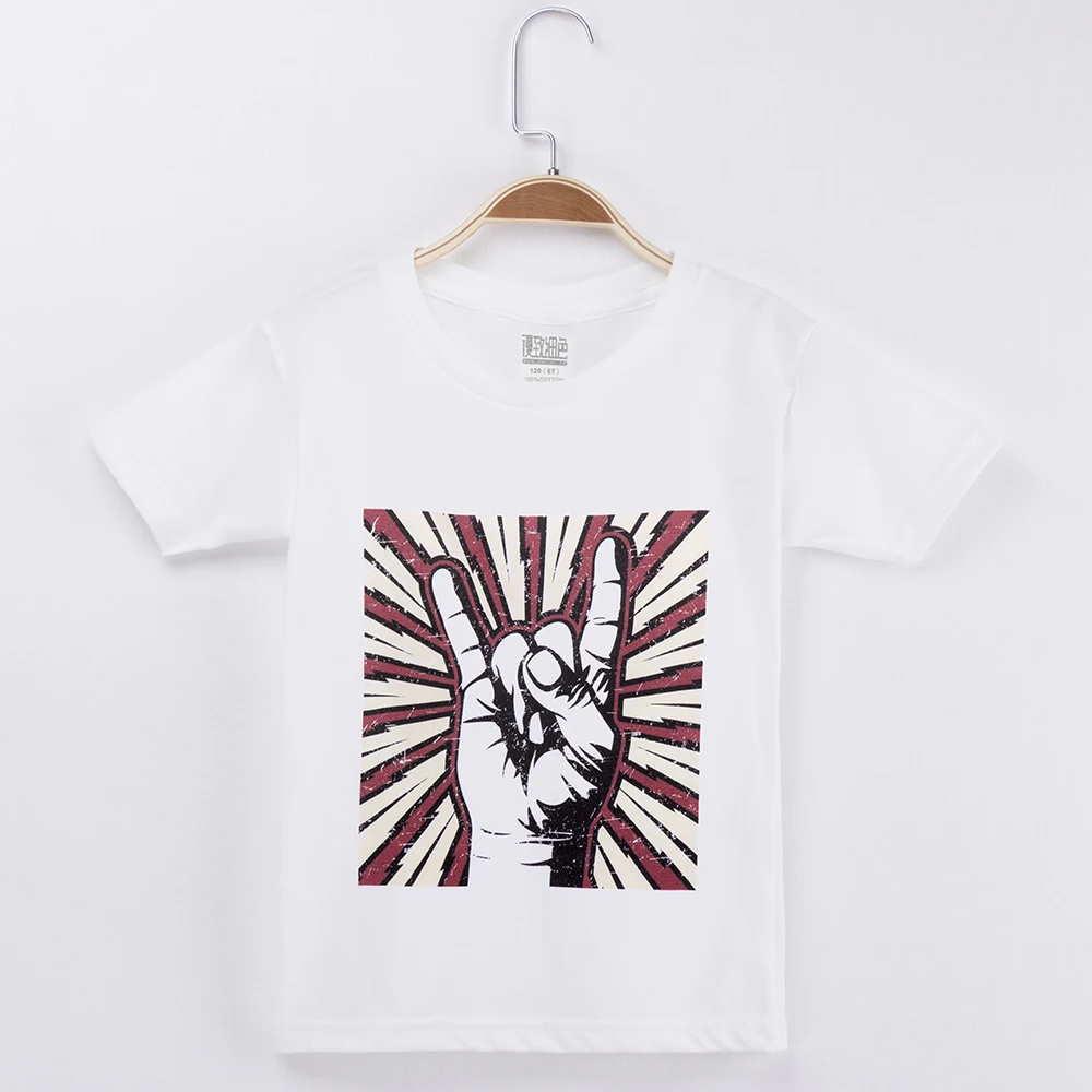 

2019 Rock And Roll Tshirt For Boy Kids O-Neck Short Sleeve Cotton T Shirt For Children Clothing Baby Clothes Girls Tops And Tees