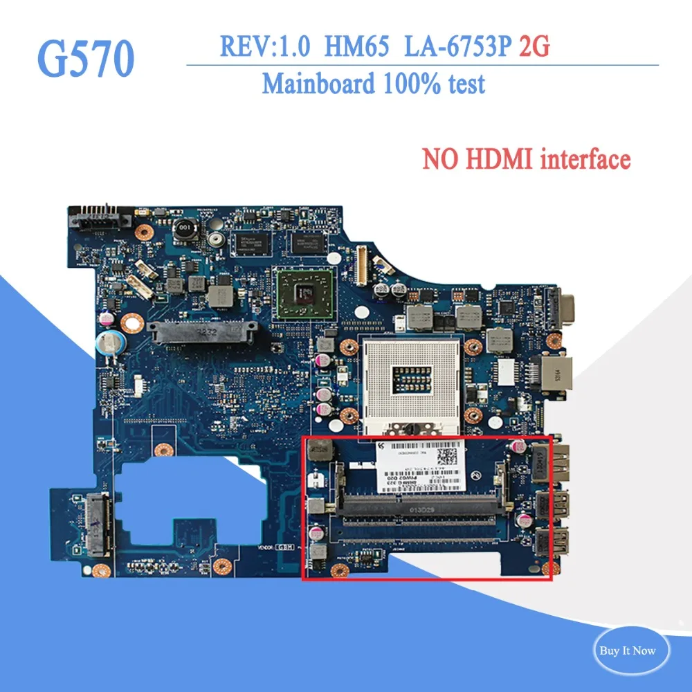 

Original For Lenovo G570 laptop notebook motherboard PIWG2 LA-6753P HM65 HD6300 216-0774207 PGA989 90000028