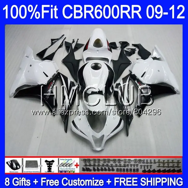 

Injection For HONDA CBR600RR CBR 600 R F5 09 10 11 12 66HM.6 CBR 600RR 600F5 CBR600 RR 2009 2010 2011 2012 White black Fairing