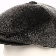 Мужские осенние толстые кепки с козырьком мужские зимние теплые Козырьки Шляпы мужские плюс бархат имитация пиявки шапки защита ушей